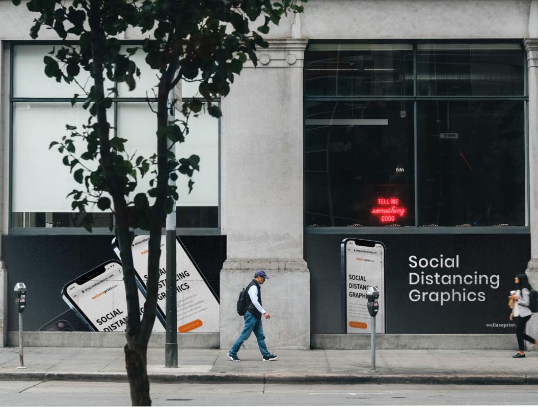 Wallace Print Social Distancing Outside Shop Background