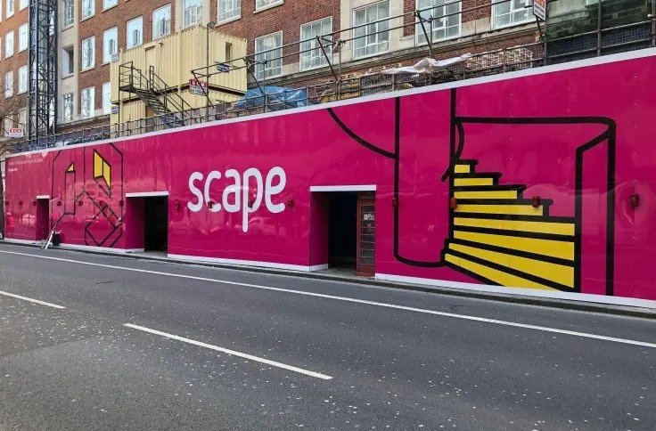 A photo of Scape hoarding graphics in London printed and installed by Wallace Print.