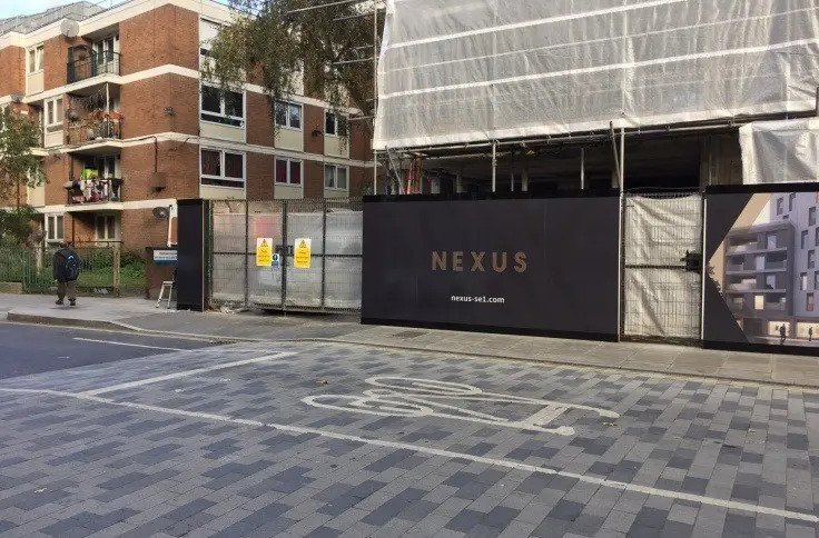 printed hoarding panels for Nexus housing development