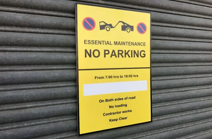Correx-no-parking-signs-printed-london