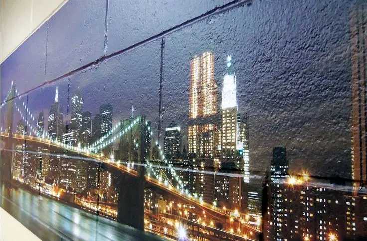 a photo of new york printed on brick wall vinyl