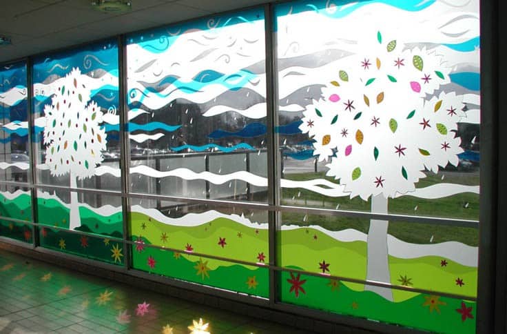 frosted window vinyl installed at a school
