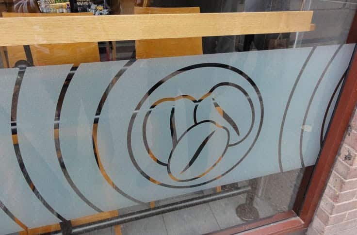Photo of a frosted glass window manifestation