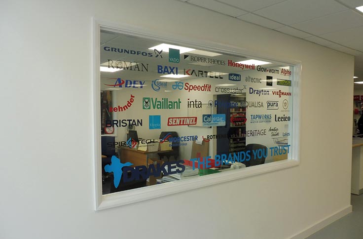 A photo of window clings sticking to glass