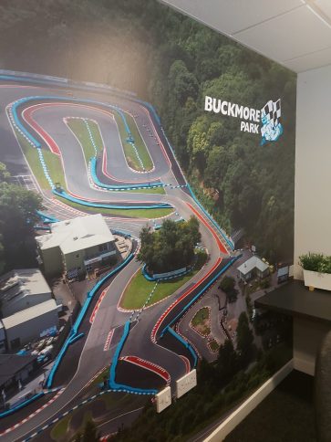 A photo of Buckmore Park as a polycril wall covering
