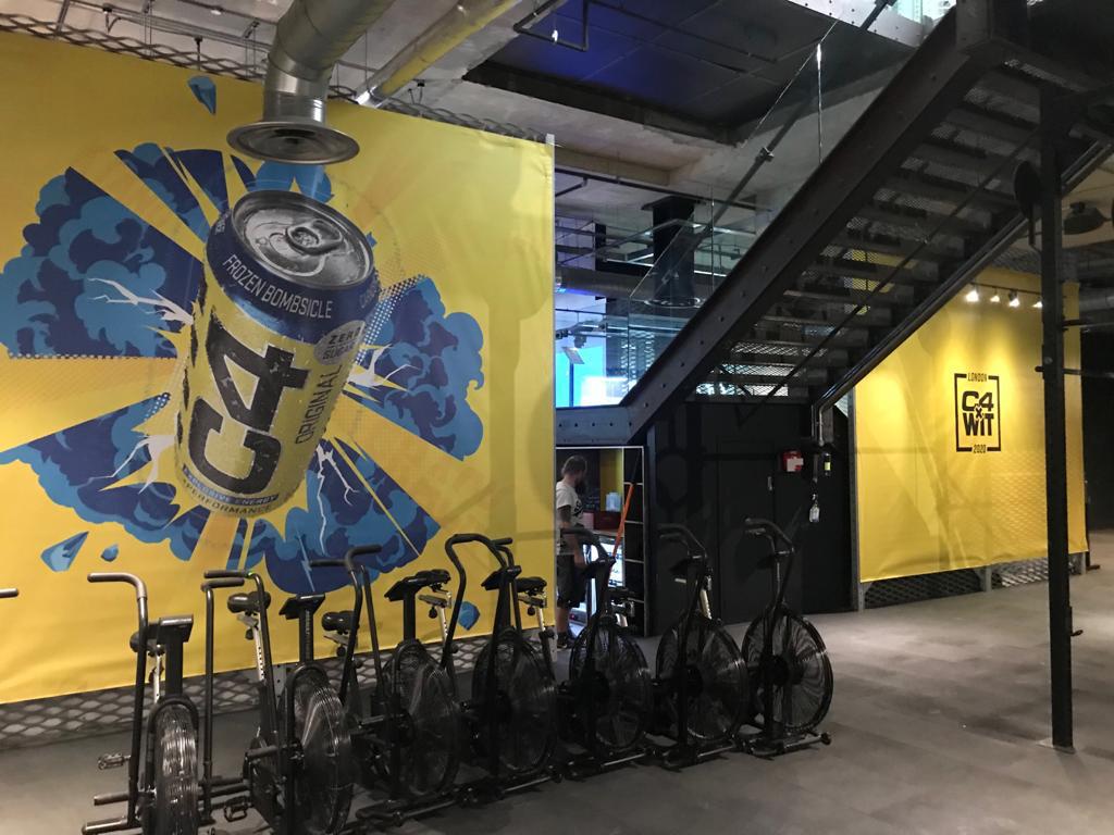 Nutrabolt Temporary Installation with printed graphics to advertise new c4 drinks